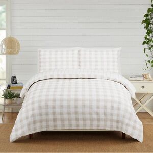 NEW Modern Heirloom Reversible King Gingham Comforter Bedding Set Cozy Decor